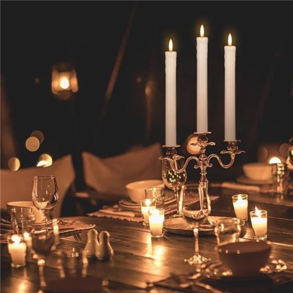 Drip Wax Flameless Taper Candles Flickering with 10-Key Remote, Battery Operated - Picture 3 of 5